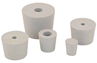 Gummistopfen mit Loch für Gärröhrchen | grau Ø 38-45mm mit 9mm Bohrung (1 Stück)