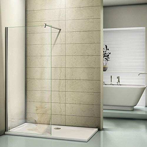 Duschwand 30x200cm Walk in Dusche Duschtrennwand 8mm Easy-clean Nano Glas Duschabtrennung mit Stabilisierungsstange