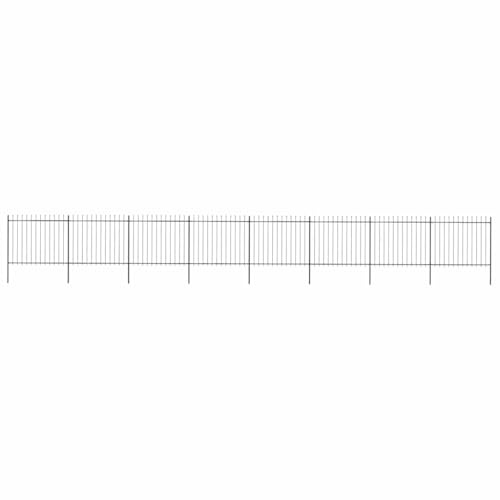 vidaXL Trädgårdsstaket med spjutspets stål 1426x150 cm svart