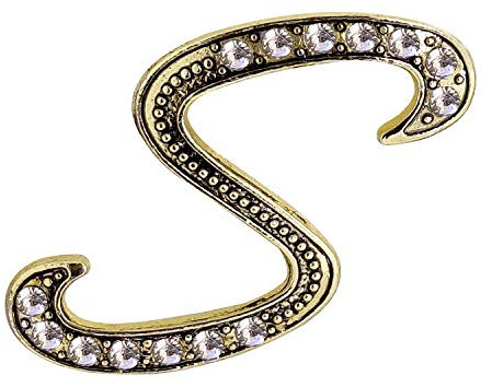 FURE S Initiale Metall Brosche (Antik Golden) für Männer & Frauen Metall Strass, Metall, Strasssteine