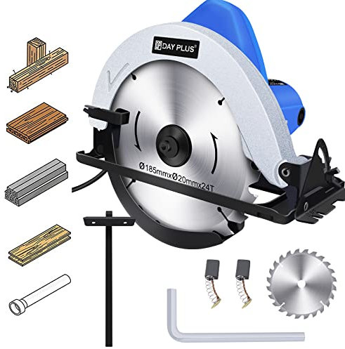 ZanGe Electric Circular Saw 900W Multi-Purpose Compact Handheld 4700r/min Wood Cutting Tool 180mm Disc Power Corded Power Saw 45° Bevel Angle W/2xCarbon Brush Blade