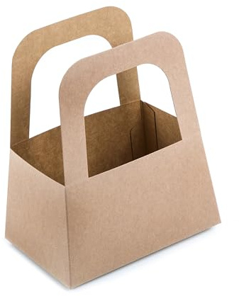 Geschenkkörbchen Kraftpapier, 10 Stück: Braune Taschen mit Henkel zum Befüllen, Geschenktasche Papier, Papiertaschen Geschenke Ostern, Weihnachten, Hochzeit & Geburtstag, Braun, 17,5 x 14,5 x 10 cm