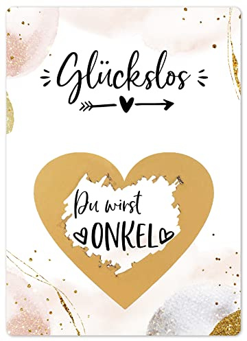 Joli Coon Rubbelkarte Du wirst Onkel, Schwangerschaft verkünden | 350g Designerpapier, fühlbare UV-Lack-Veredelung, zur Schwangerschaftsverkündung, Premium-Papeterie