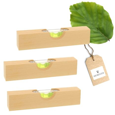 HOFMEISTER® Mini-Wasserwaage aus Holz, für Bilder, Möbel & Fußböden, Richtwaage mit Libelle, kleine Maurerwaage, 100% Made in Germany (3, Wasserwaage | 15 Cm)