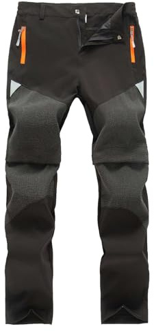 Echinodon Kinder 2-in-1 Outdoorhose Sommer Zipp Off Hose Schnelltrocknend Dünn Leicht Wanderhose Trekkinghose Schwarz 130