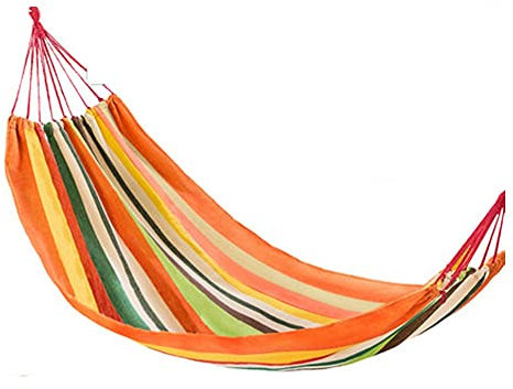 WSZGR Hängematte Outdoor Baumwolle, 200 * 100cm Hängematte mit Tragetasche für Indoor Balkon Garten Reisen Camping Strand, 200kg Tragkraft (Color:Yellow)