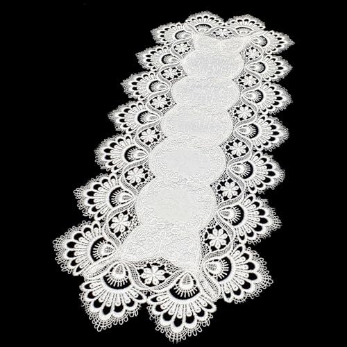 Bronze Spitzendecke Spitze Altweiss #8139 Tischläufer Mitteldecke Tischband (30x70cm Eckig)