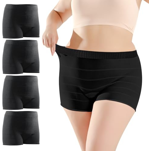 Carer Maternity Pants 4 Pack Disposable Knickers Over Bump Stretchable and Breathable Fabric Postpartum Underwears for After Birth/C Section