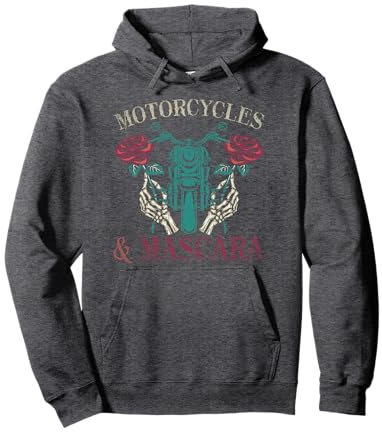 Motorbike Riding Women Motorcycles And Mascara Roses Biker Pullover Hoodie
