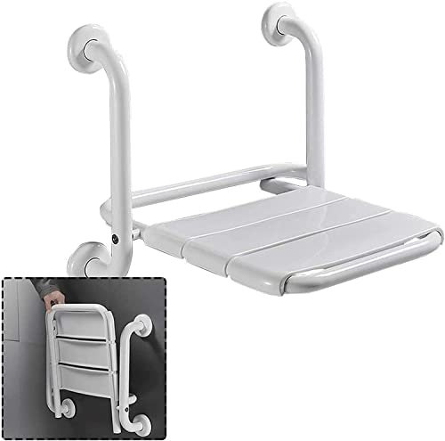 X&Z-XAOY Faltbare Duschsitz for Ältere Menschen, Behinderte Wandmontierte Badebank Badewannenhocker, Faltbadstuhl, Weißer Wand-Duschstuhl