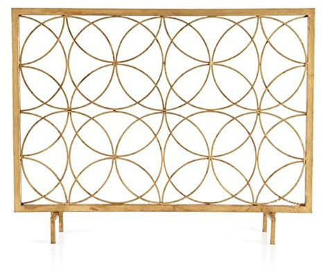 MMQGQ store Funkenschutz Einzelne Panel Schmiedeeiserne Kamin-Bildschirm, Rustikale Feuer-funken-Guard-Gitter Für Wohnzimmer Wohnkultur, Gold-Kamin-bildschirme, 41.26 X 30.65 Zoll