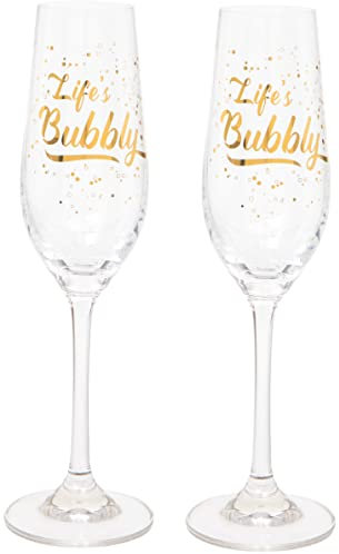Maturi Lot de 2 flûtes à champagne 'Life's Bubbly', 220 ml