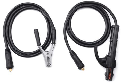 200A Welding Ground Clamp Welding Electrode Holder Set, Welding Cable Stick Electrode Holder with 10-25 Din Quick Plug, Heat Resistant Anti Slip Grip for ARC MMA MIG TIG Welders