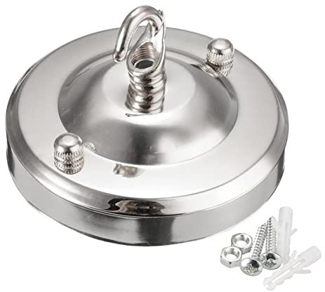 Colcolo Deckenrosette Hakenplatte Anhänger Baldachin Zubehör Deckenlampe Beleuchtung Wartung Vintage Eisen Deckenrosette mit Haken Deckenhakenplatte, Silber