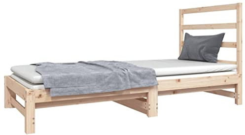 vidaXL Utdragbar dagbädd 2x(90x190) cm massiv furu, gästsäng, säng, soffa, gästsängar, sängar, soffor, sängram, sängramar