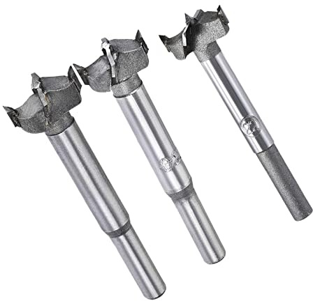 TA-VIGOR Forstner Wood Boring Drill Bits 20mm 21mm 22mm Dia, Hole Saw Carbide Alloy Steel Tip Round Shank Cutting for Hinge Plywood Wood Tool 3in1 Set