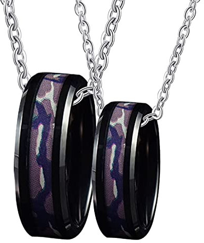 Halskette Herren Schwarz, Lange Ketten Modeschmuck Wolfram 8 mm Schwarze Ringeinlage aus Opal Und Holz Damen 52 (16.6) Herren 60 (19.1)