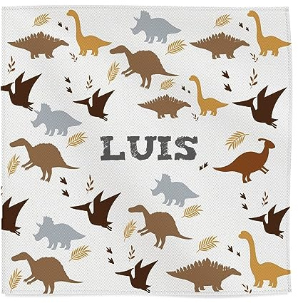 Wanapix | Personalisierte Kinder Stoff Servietten | 45x45cm | Dinosaurier