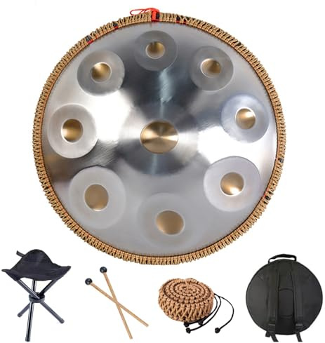 Stahl Handpan Klanginstrument für Meditation 9/10/12 Noten Handtrommel D-Moll Handpan Drum mit Drum Bag Tongue Drum (Color : 9 notes, Size : 432Hz)