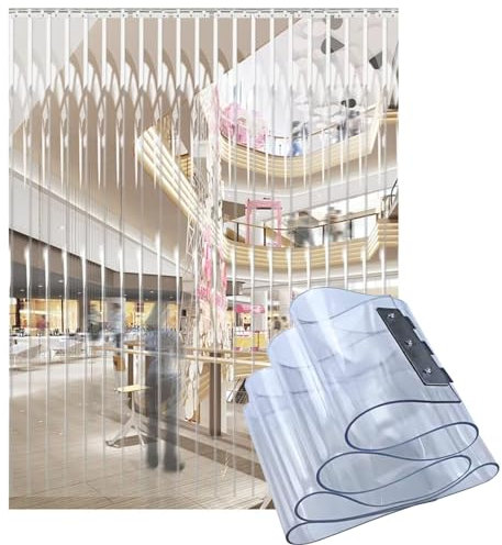 POCHY Streifenvorhang Transparente Wasserdicht Industrievorhang PVC Plastik Lamellenvorhang für Industrie, Garage, Gewerbe (Color : Clear, Size : 75x200cm)