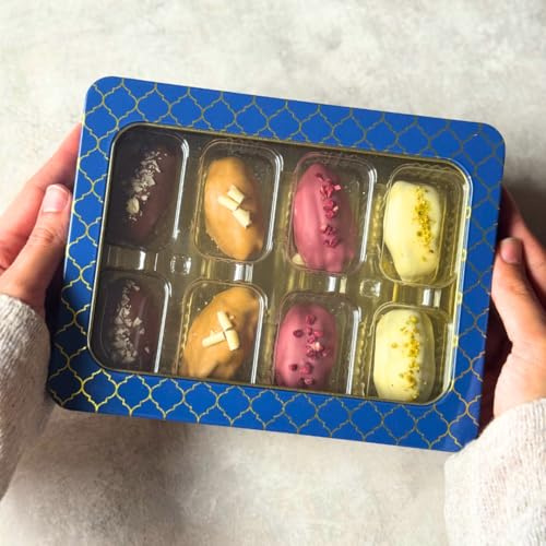 Peacock Supplies Lot de 8 boîtes en étain de luxe pour dattes au chocolat