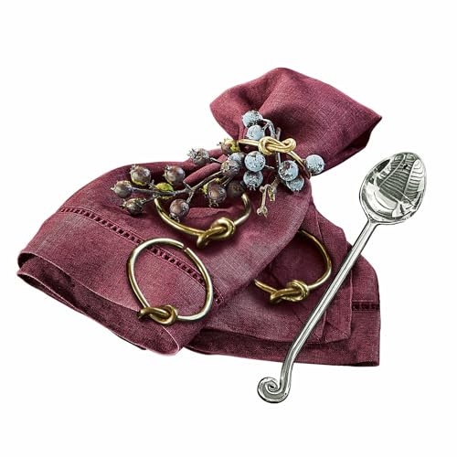 LOBERON Serviettenring 4er Set Motje, gold | edel & glamourös, hübsches Knoten-Detail, von Hand gefertigt, Tischaccessoires, Tafelschmuck, Küchenutensilien, Messing