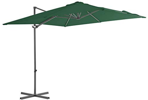 ShCuShan Ampelschirm mit Stahlmast Grün 250 x 250 cm Sonnenschirm Balkon Sonnenschirm Mit StäNder Ampel Sonnenschirm Sonnenschirm Ampelschirm