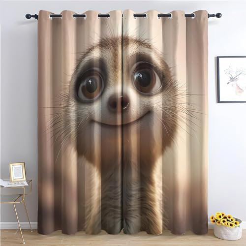 EXSANLIEAY Verdunklungsvorhänge ErdmäNnchen, Vorhang Blickdicht ErdmäNnchen Vorhänge mit öSen 2er Set für Schlafzimmer Kinderzimmer, Deko Gardinen Wohnzimmer-260 x 140 cm (H X B)
