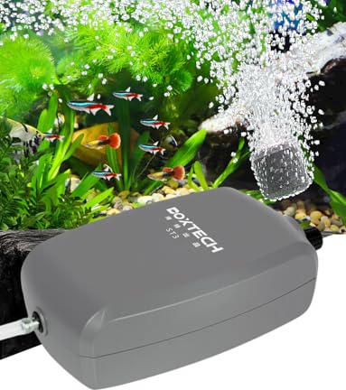 UPETTOOLS Electric Aquarium Air Pump 3W Powerful Fish Tank Air Pump with Stainess Steel Single Outlet Adjustable Oxygen Aerator Pump with Air Stone Bubbler for Fish Tank 20-100 Gallon, Grey(ST-3)