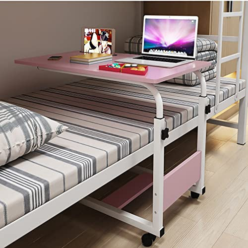 Überbetttisch mit Rollen, Überbetttische auf Rollen, Betttisch höhenverstellbar, mobiler Überbett-Computertisch, Bett-Nachttisch, Laptoptisch zum Lesen, Frühstücken (C 80 x 50 cm)