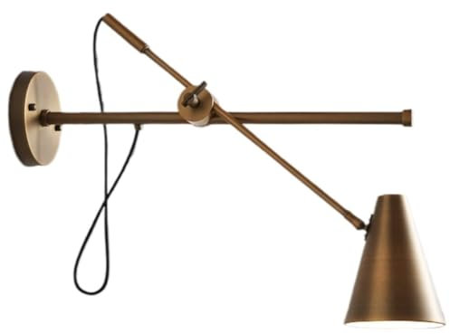 Lampada da Parete Luce a Muro Lampada da Parete A Bilanciere in Ferro Battuto Nordico con Palo Lungo, Lampada da Lettura sul Comodino, Camera da Letto, Soggiorno Applique da Parete