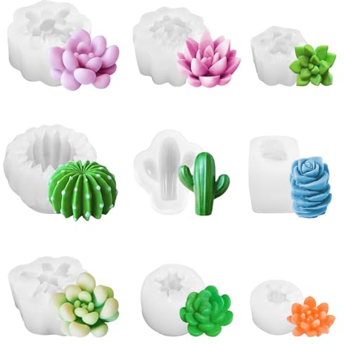 Moule Silicone Bougie, 9pcs Moules Bougie, Moules pour Bougies, Pour la fabrication de bougies d'aromathérapie, Cire de Haricots, Chocolat Etc