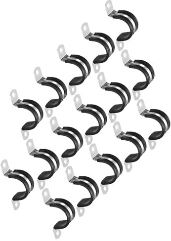 TOP-VIGOR Kabelklemme, 30 mm, Gummi-Rohrband, gummierte Edelstahl-Schlauchschelle, U-Form, Metallklemme, Rohrhalter für Rohr, Draht-Befestigung, Strom, Auspuff, Verlegung von Sanitär, 16 Stück