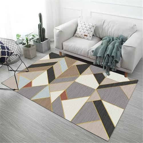 RUGMRZ Teppich Teenager 80x120CM Kinderteppich Junge Teppich Jungen jugendzimmer Grau Schwarzer Teppich mit modernem geometrischem Muster Stilvoll und langlebig für das Wohnzimmer