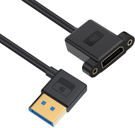 NFHK Cable Ultrafine Left Angled DisplayPort 1.4 DP Male to Female Extension Cable 8K 60hz 4K 144hz for Desktop Laptop Monitor Graphics Card 30cm