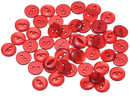 QUARKZMAN 50pcs Botones de Costura Redondos Rojos de 16L 10mm 3/8 de Resina con 2 Agujeros de Ojo de Pez para Manualidades de Costura en Pantalones, Vestidos, Faldas y Cierre de Ropa