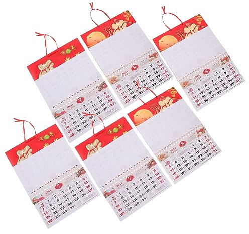 Lurrose 6-teiliger Handgefertigter Mondkalender Im Chinesischen Stil Monatsplaner Heller Druck und Reichhaltige Details