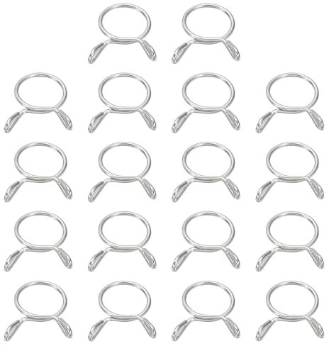 sourcing map Fuel Line Hose Clips, 18Pcs 12mm ID 13.7mm Max. ID 304 Stainless Steel Water Pipe Air Tubing Spring Hose Clamps for Motorcycle Scooter ATV, Silver