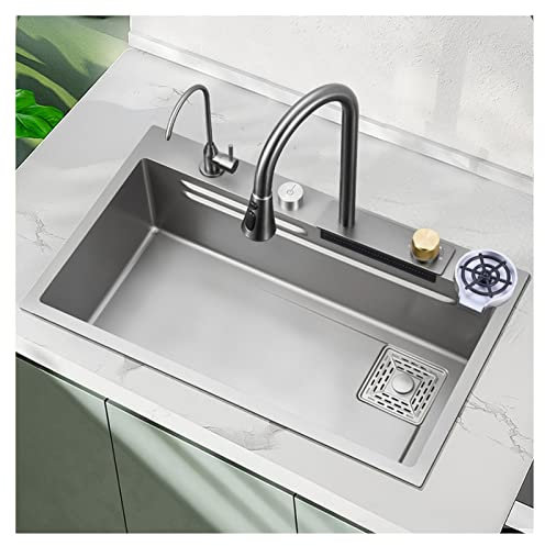 Lavello singolo in acciaio inossidabile di grande capacità per cucina domestica sottopiano lavabo con serbatoio profondo corpo argento 68 x 44 cm