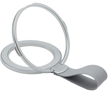 NooMii Magnetischer Handy-Ringhalter – 360° Drehbarer Ringhalter mit N12-Magneten, Ständer & Griff für iPhone, Samsung Serie, Hüllen & Nicht-Magnetische Handys (Titan Silver)