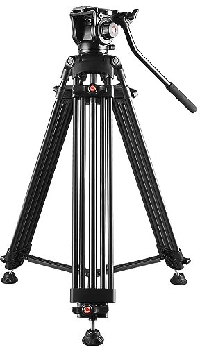 Treppiede video in lega di alluminio, supporto monopiede per fotocamera con testa fluida, regolazione dell'inclinazione -70°/+90° e rotazione a 360° per micro singolo, fotocamera reflex, fotocamera