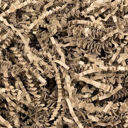 Creavvee Carta triturata marrone per confezioni regalo, materiale decorativo e protettivo per cesti, artigianato e altro, 101 g