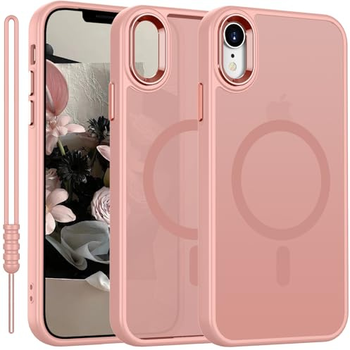 YUANDMI für iPhone XR Hülle Kompatibel mit MagSafe, Handyhülle für iPhone XR Magnetisch Leicht Dünn Matte Touch, rutschfest Kratzfest Schutz Stoßfest Hülle Rosa