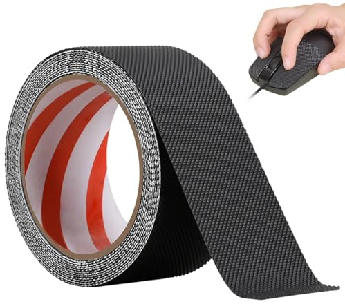 DCYQAIN Rubber Grip Tape, 2.5CM x 5M Black Self Adhesive Non Slip Tape, 2.5mm Thick Textured Anti Slip Grip Tape for Tools, Bike Handlebars, Golf Clubs, Game Controllers