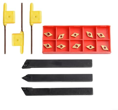 Porte-outil de tournage externe pour usinage CNC avec inserts en carbure DCMT070204, 10 mm x 10 mm x 100 mm en alliage d'acier pour droitier/gauche et