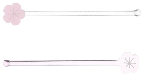HOLIDYOYO Glass Cocktail Stirrers 2pcs Flower Stirring Rods Reusable Drink Stirrers for Cocktails Wine and Tea Long Handle Beverage Mixing Sticks Party Supplies 6.30 in