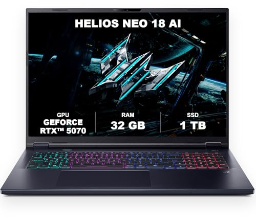 Acer Predator Helios Neo 18 AI | Gaming Laptop | Core Ultra 9 | RTX 5070