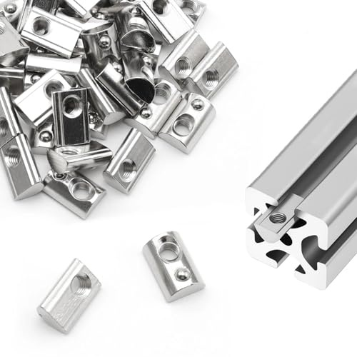 CHSEROK 50 Unidades Tuerca de Ranura en T M8, Bola de Centrado de Acero Al Carbono Tuercas de Bola de Perfil, Serie 45 Perfil de Aluminio Tuerca Deslizante, para Perfiles de Aluminio, Mecanizado CNC