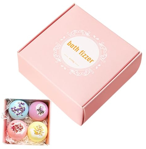 Bolas de Baño | Cuatro Piezas de Limpiador Corporal con Flores Secas | Bola de baño hidratante - La Relajación y Cuidado Personal SPA Hogar Baño y Viajes Hoteles Día de