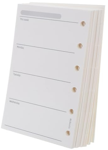 HOODANCOS 200 Stück Nachfüllpapier für Wochenplaner A7 mit 6 loch Rand 120 G/m² Papier Portable und Tintenresistente Einlegeblätter für Journaling und Routineplanung